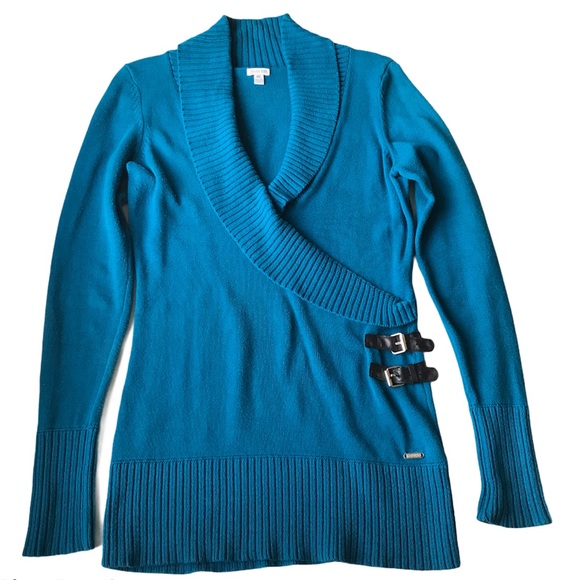 Guess Sweaters - Guess Turquoise Long Sleeve Sweater Size M
